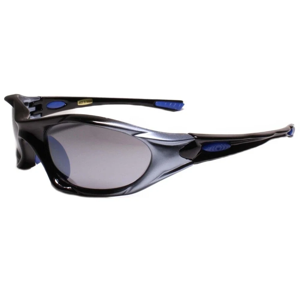 Athletic Golf Cycling Baseball Sporty Rectangle Sunglasses Black & Blue
